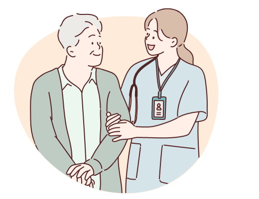 患者さんに寄り添う看護師さんのイラスト