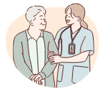 患者さんに寄り添う看護師のイラスト