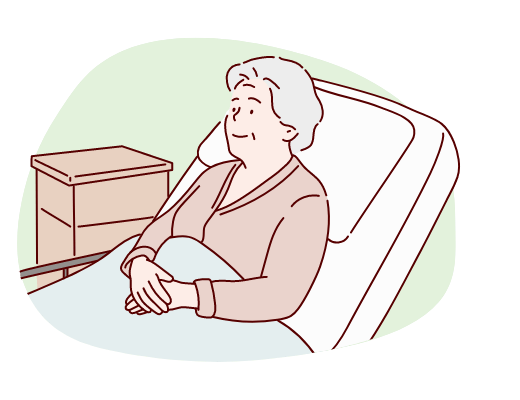 ベッドで横になる患者さんのイラスト