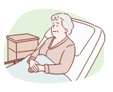 ベッドで横になっている患者さんのイラスト