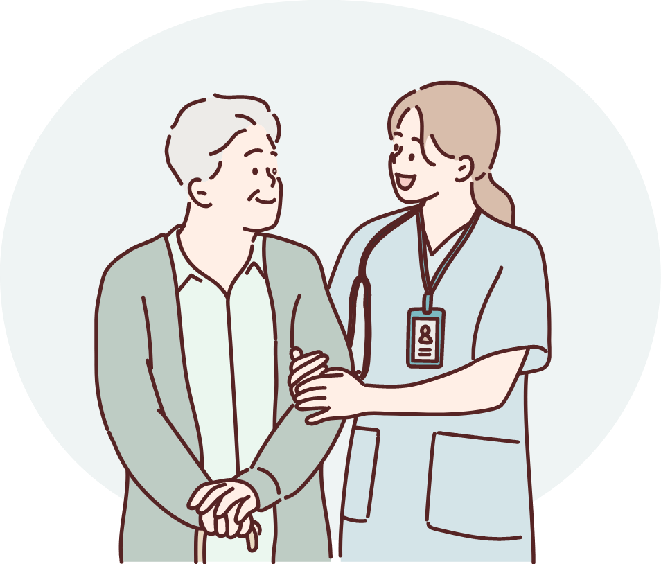 患者さんに寄り添う看護師さんのイラスト