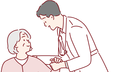 患者さんに寄り添っている医師のイラスト